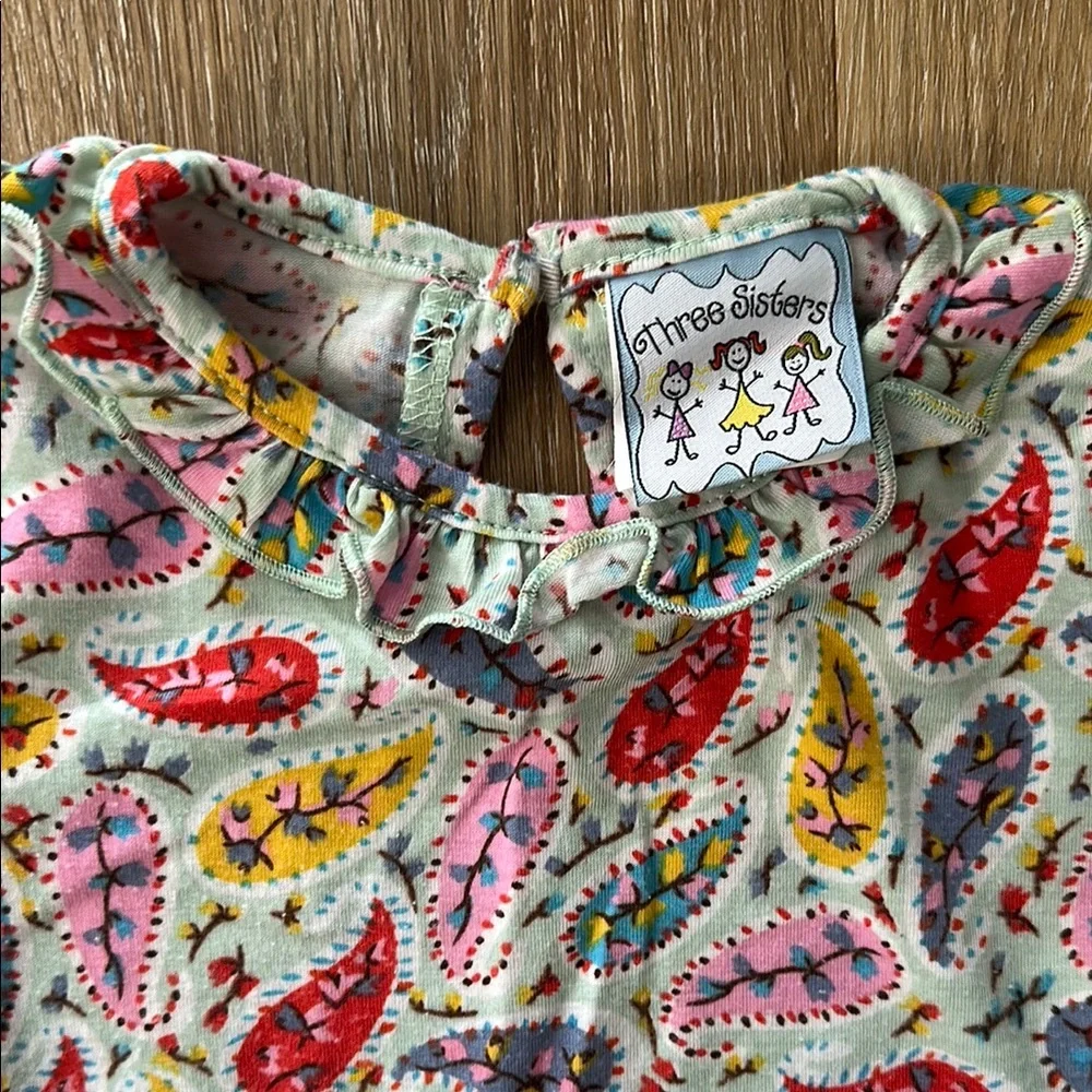 Three Sisters Outfit Set‎ Girls 2T Multi-Color Lavender Ruffle Paisley Minky Dot